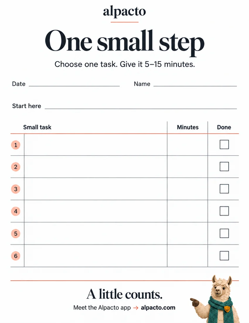 ADHD cleaning checklist printable, blank