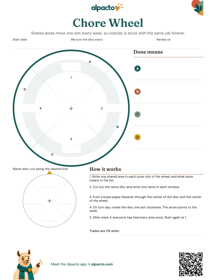 Four-person wheel, color design, blank