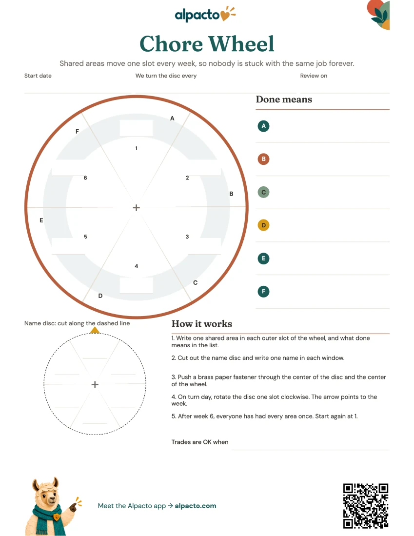 Six-person wheel, color design, blank