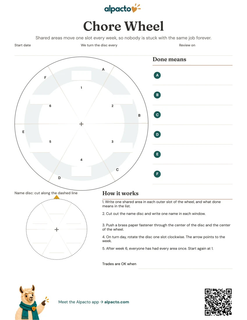 Six-person wheel, minimal design, blank