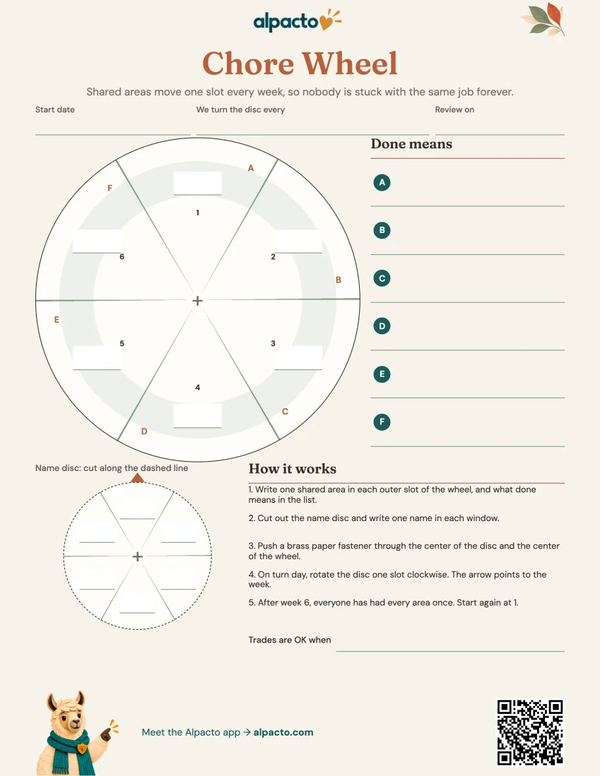 Six-person wheel, warm design, blank