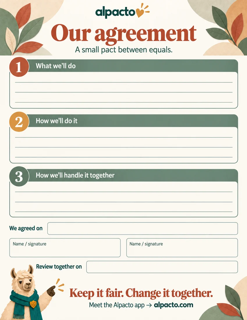 House rules sheet, warm design, blank