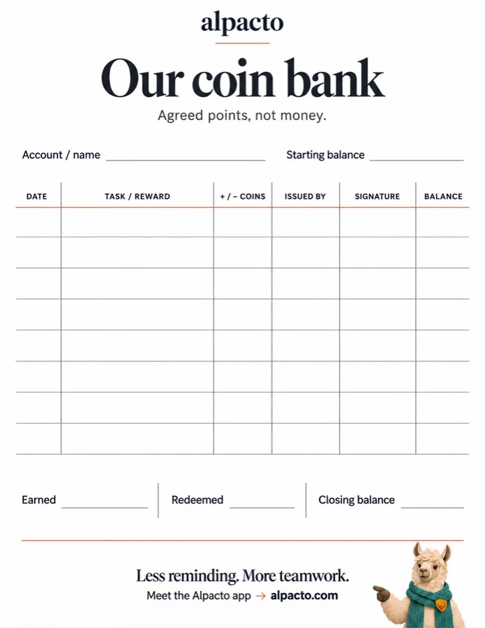 Coin bank ledger and IOU cards, blank