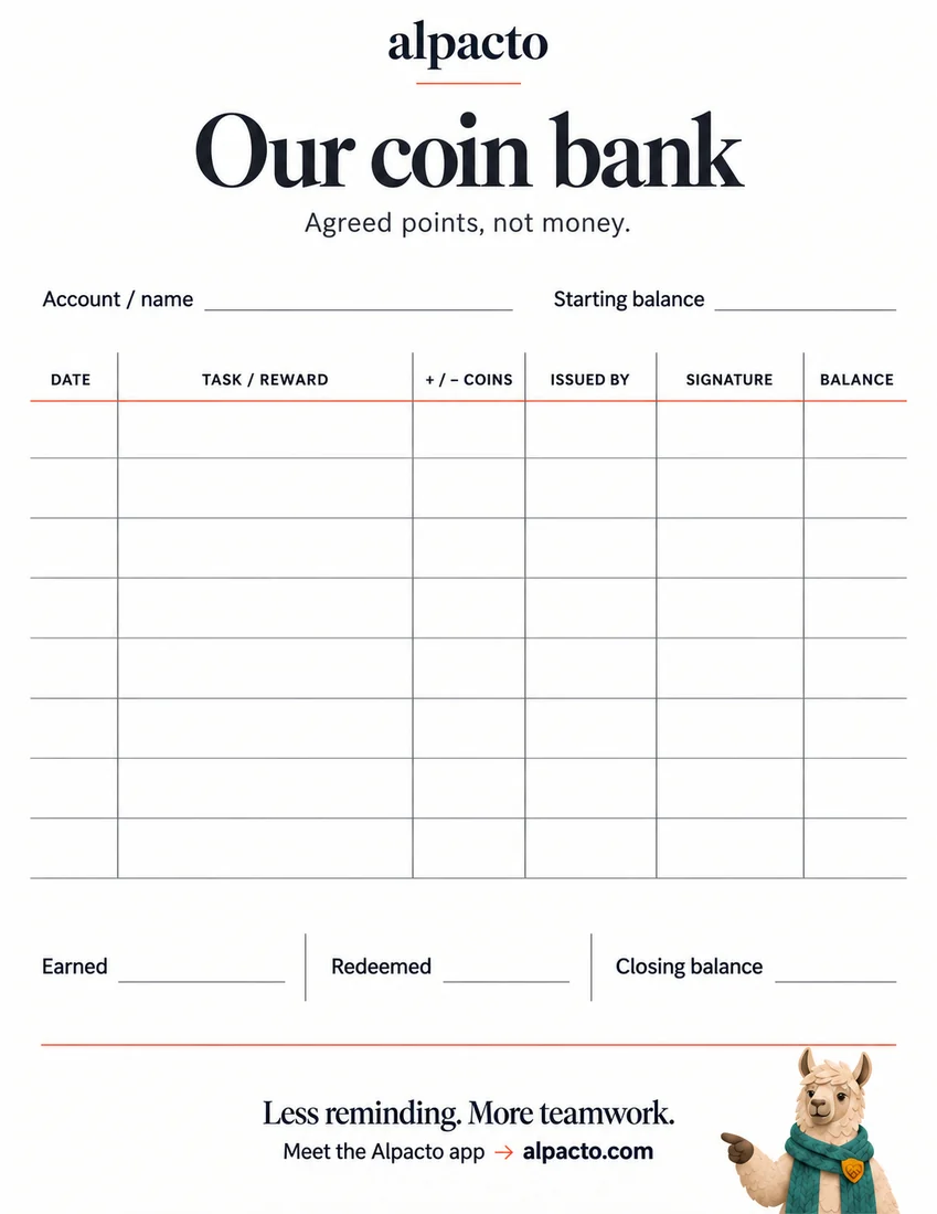Coin log, minimal design, blank