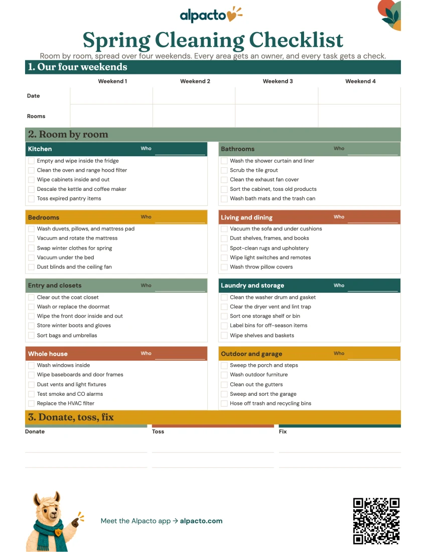 Spring cleaning checklist, color design, blank