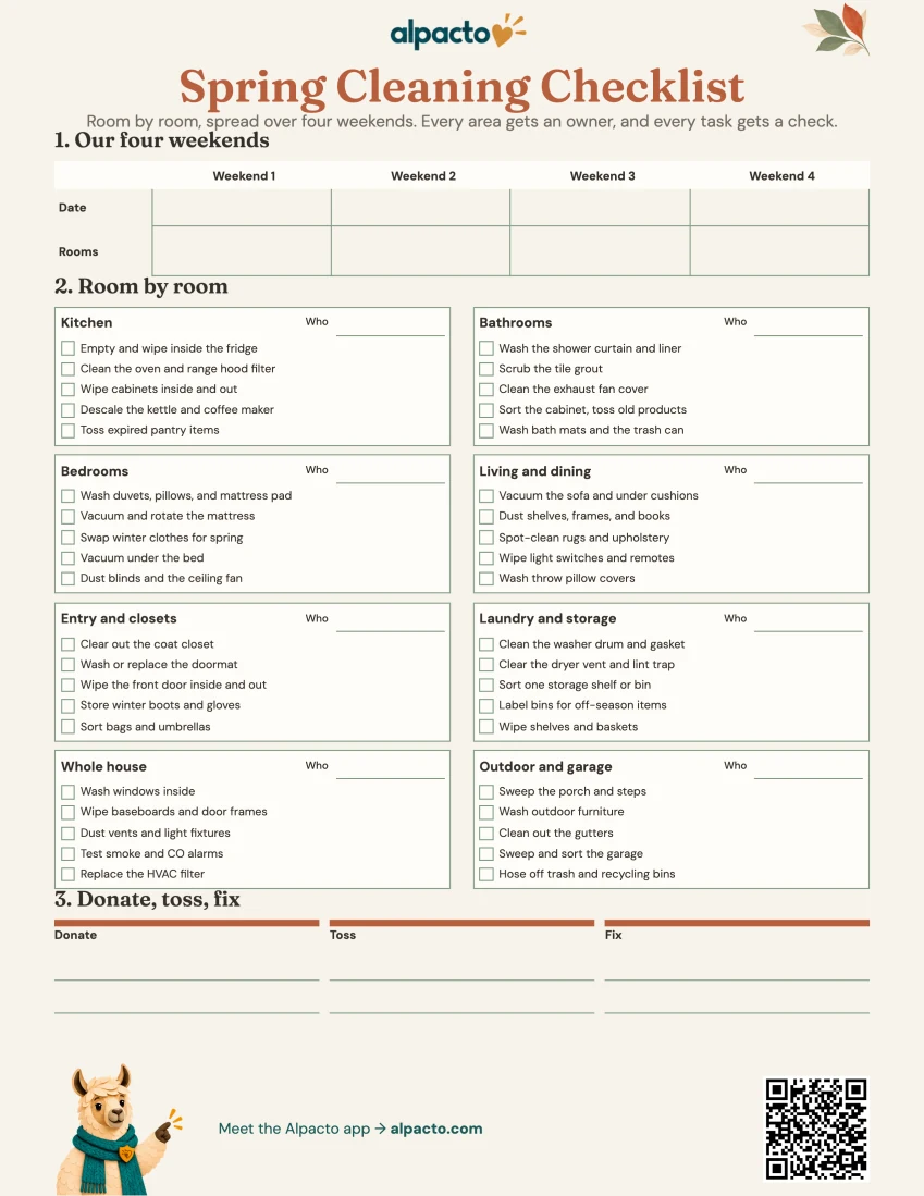 Spring cleaning checklist, warm design, blank